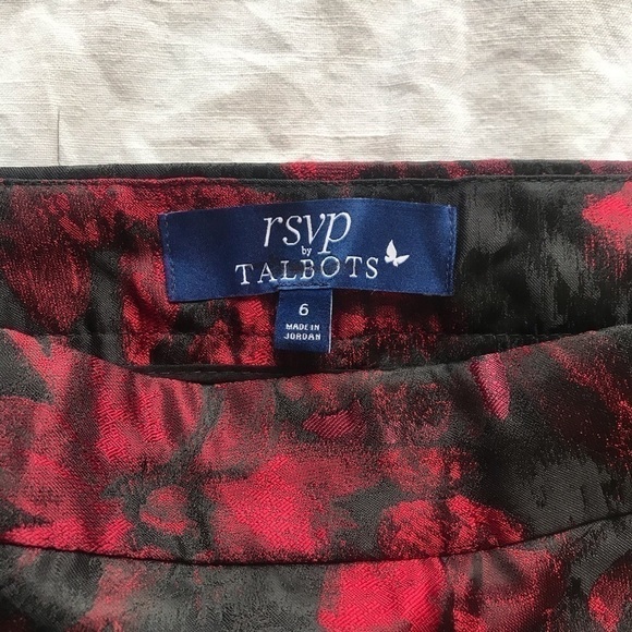 Gothic Glam Satin Trousers Red Floral Print Ankle Holiday Party - Picture 4 of 10